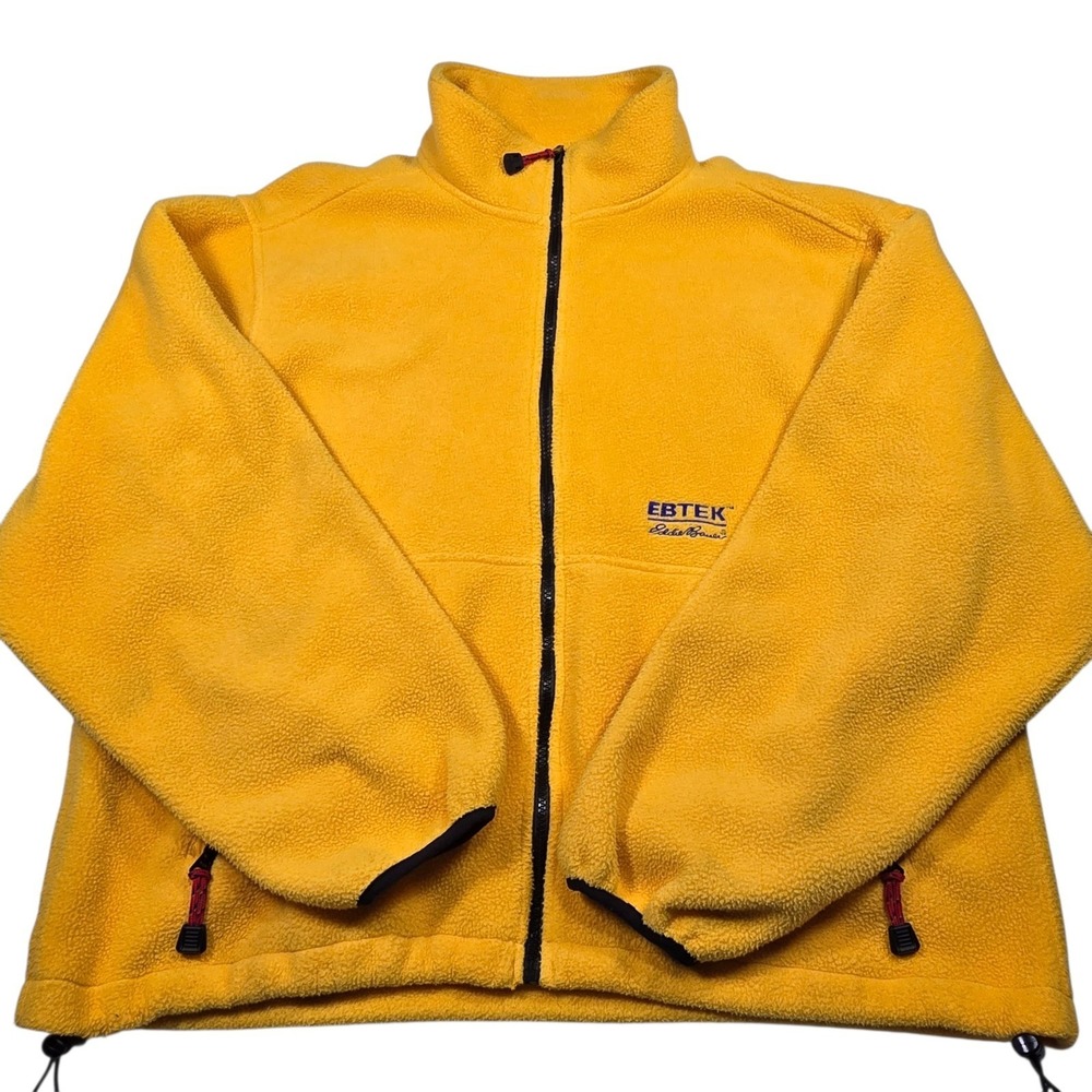 Vintage USA‎ Made EBTEK Eddie Bauer Men's LT Yellow Fleece Jacket Full Zip